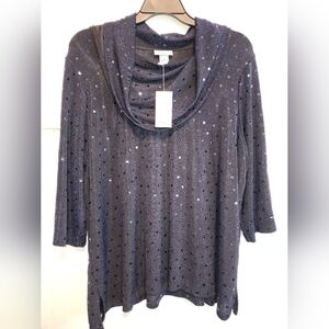 NWT Catherine's shimmer blouse with sequins, navy blue,‎ size 2X
